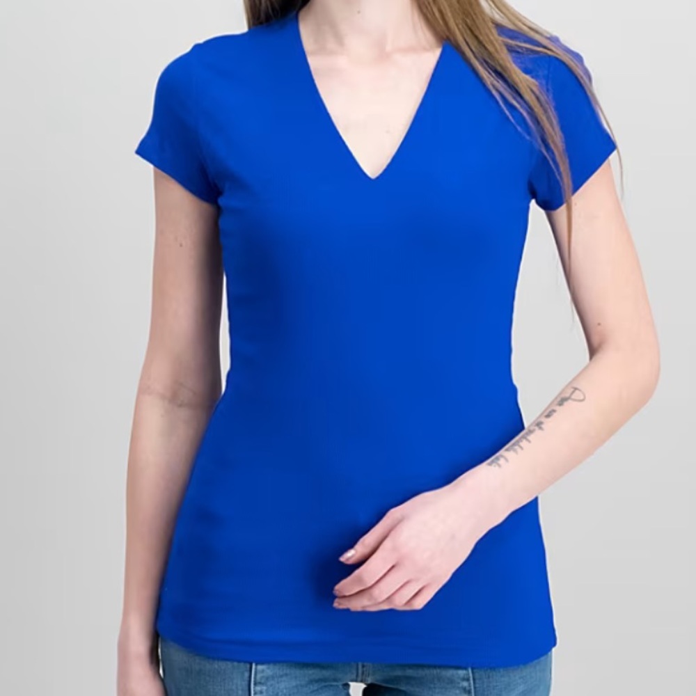 INC Royal Blue Ribbed Tee